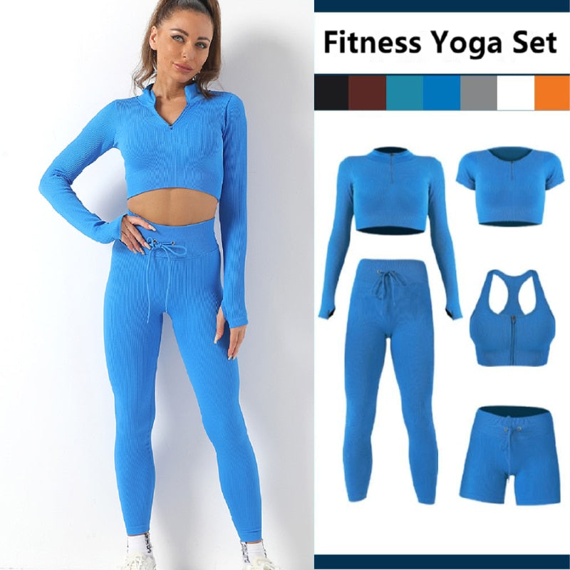  5 PCS Workout Sets for Women Running Yoga Outfits