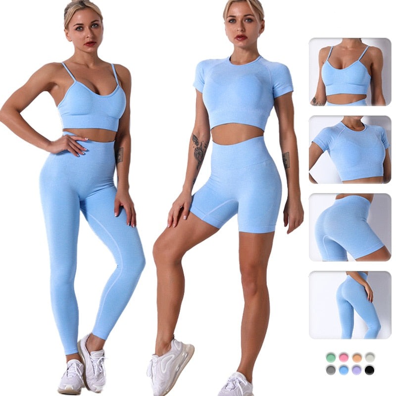 Women's 2 Piece Yoga Outfits Seamless Workout Active Wear Athletic Clothing  Sets