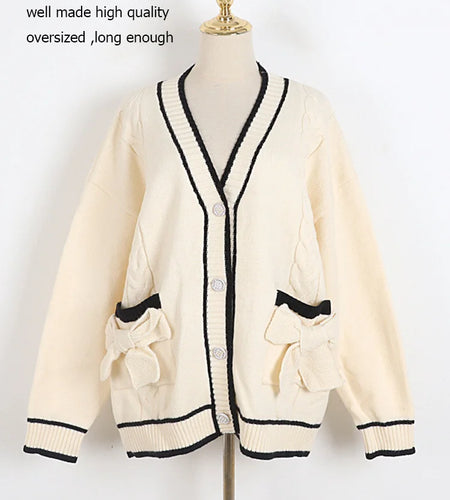 Autumn Winter Fashion Wool Thicken Warm Cardigan For Women Streetwear Oversized Coat Loose Preppy Style Outwear  C-172