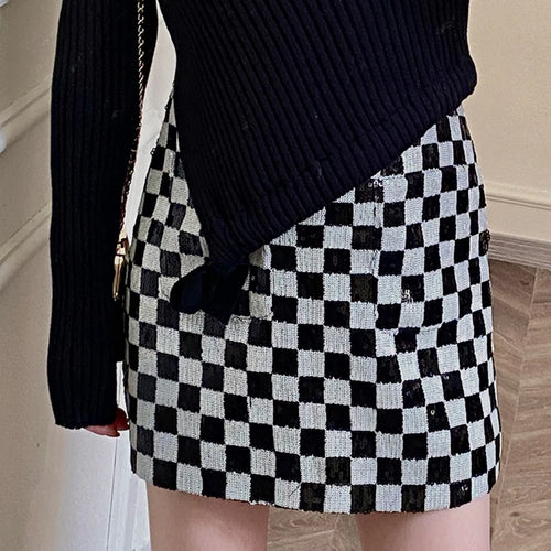 Load image into Gallery viewer, High Waist Contrast Color Plaid Mini Skirt E-girl Spring Japanese Jupe Harajuku Faldas Mujer Moda  C-227
