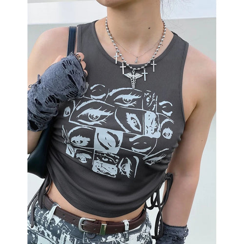 Load image into Gallery viewer, Y2k Aesthetic Grunge Goth T-shirt Tee Female Clothing Y2k Graphic Print Long Sleeve Tops Harajuku Clothes Streetwear
