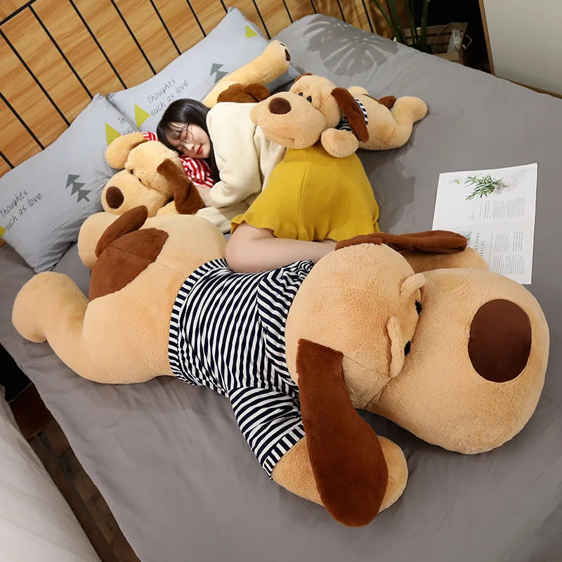 1PC 70/90/130 CM Giant Plush Toy Big Sleeping Dog Stuffed Dog Soft Animal Toy Soft Pillow Baby Girls Birthday Gift