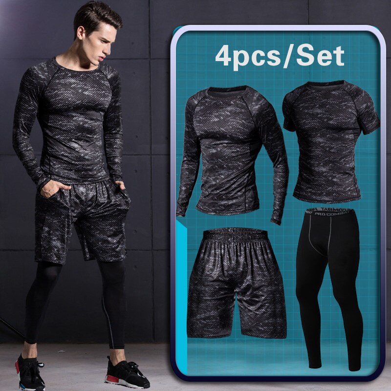 Men's Compression Sports Set Tracksuit Fitness Gym Clothes  For Jogging Suits Running Sportwear Training Exercise Workout Tights