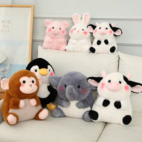 Load image into Gallery viewer, 18/40cm Cartoon  Anime Family Cow&amp;Penguin&amp;Elephant&amp;Pig&amp;Rabbit Plush Toys for Children Stuffed Doll Baby Appease Toys Xmas Gifts
