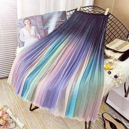 Load image into Gallery viewer, Elastic High Waist Meshtutu Skirt 2021 Summer Hot Selling Fashiontulle Skirts Womens Midi Pleated Skirts Colour Tulle Skirt
