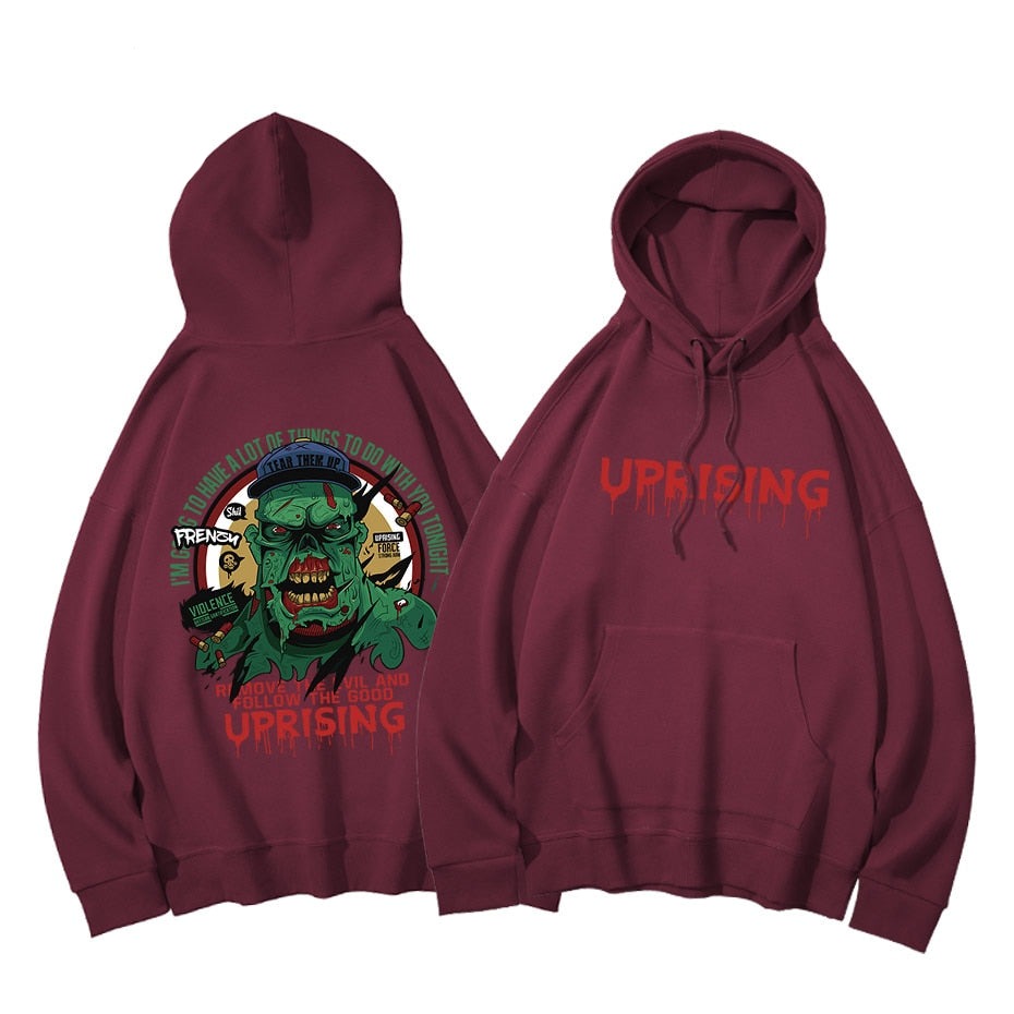 Hoodies, Sweatshirts new Hip-hop street fashion personality tree monster angry long-sleeved summer large size cotton