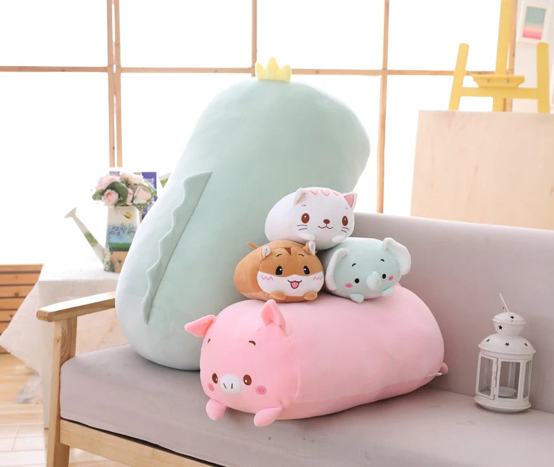 high Quality 60cm  Adorable Dinosaur Pig Cat Bear Plush Toy Soft Cartoon Panda Hamster Elephant Stuffed Doll Baby Pillo