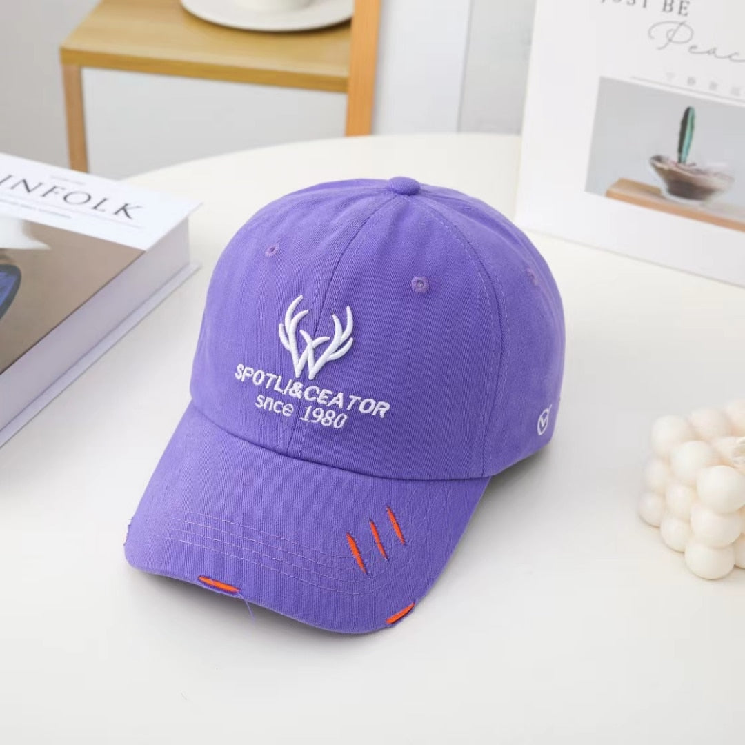 Fashion Women Cap Kpop Style Antlers Embroidery Bright Baseball Cap For Women High Quality Female Streetwear Sports Hat