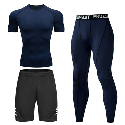 Load image into Gallery viewer, Men&#39;s Running Set Gym Long Sleeve T-shirt Pants Rashguard Tight Sport Set Men Compression Shirts Fitness Bodybuilding Clothing
