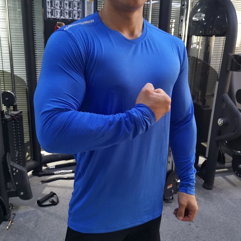 Men Compression T-Shirts Tops Homme Gym Sport Running Clothing Fitness Tight Long Sleeve Tees Dry Fit Rashguard Mma Sweatshirt