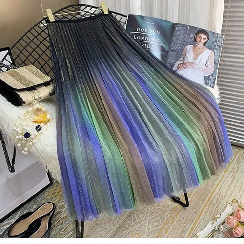 Load image into Gallery viewer, Elastic High Waist Meshtutu Skirt 2021 Summer Hot Selling Fashiontulle Skirts Womens Midi Pleated Skirts Colour Tulle Skirt
