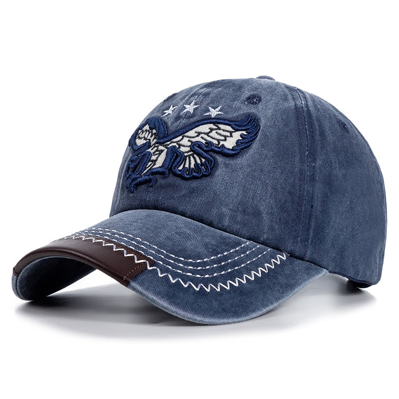 Unisex Washed Cotton Retro Cap 3D Eagle Embroidery Baseball Cap Men And Women Summer Hats