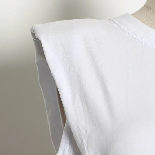 Load image into Gallery viewer, Minimalist Women T Shirt O Neck Sleevelesss Elegant Short T-Shirt For Female Fashion Clothing Spring Summer
