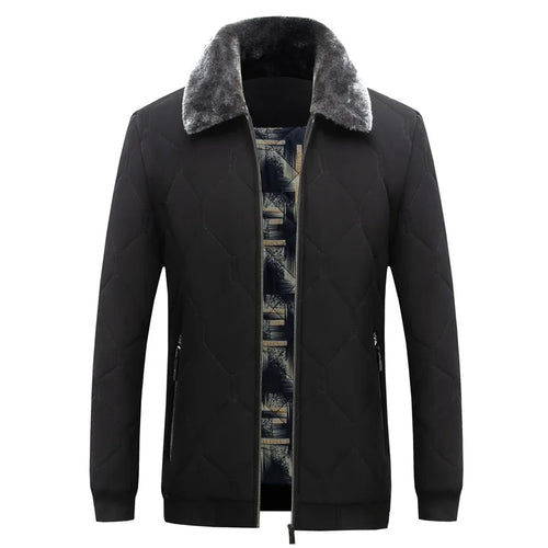 Load image into Gallery viewer, Men&#39;s Fur Collar Warm Jacket Winter Parka Windbreaker Cotton Padded Anorak Thick Black Coat Male Casual Autumn Fleece Jacket Men
