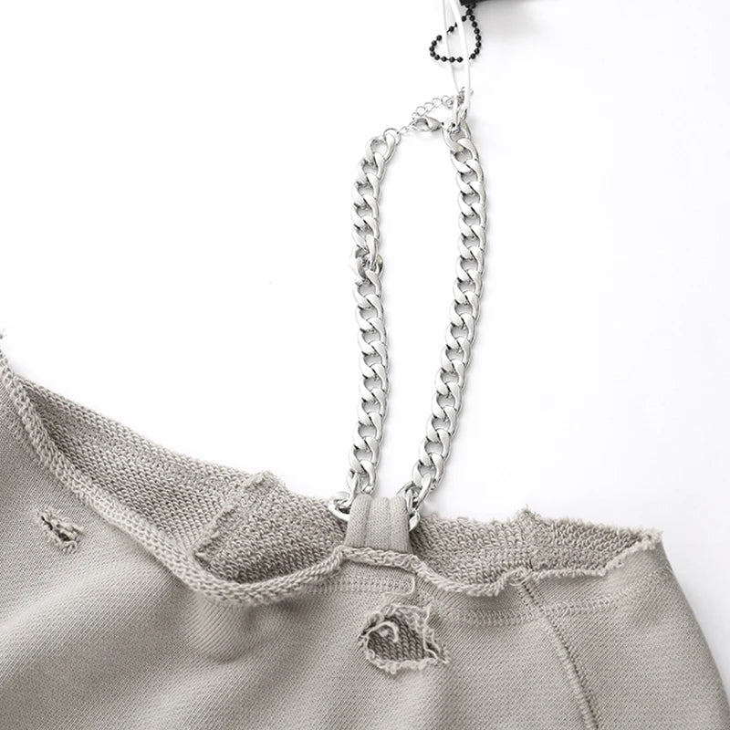 Zipper Folds Cut Out Patchwork Chain Sweatshirt Female Long Sleeve Temperament Fashion Sweatshirts For Women Autumn