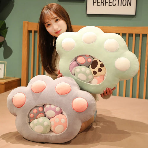 Load image into Gallery viewer, 50*40 Kawaii Cat Paw Plush Toys with 5 Small Paws Cute Pocket Pillow Sofa Cushion Stuffed Soft Cat Dolls for Children Girls Gift
