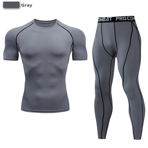 Load image into Gallery viewer, Men&#39;s Compression Sportswear Suit GYM Tight Clothes Yoga Sets Workout Jogging MMA Fitness Clothing Tracksuit Pants Sporting
