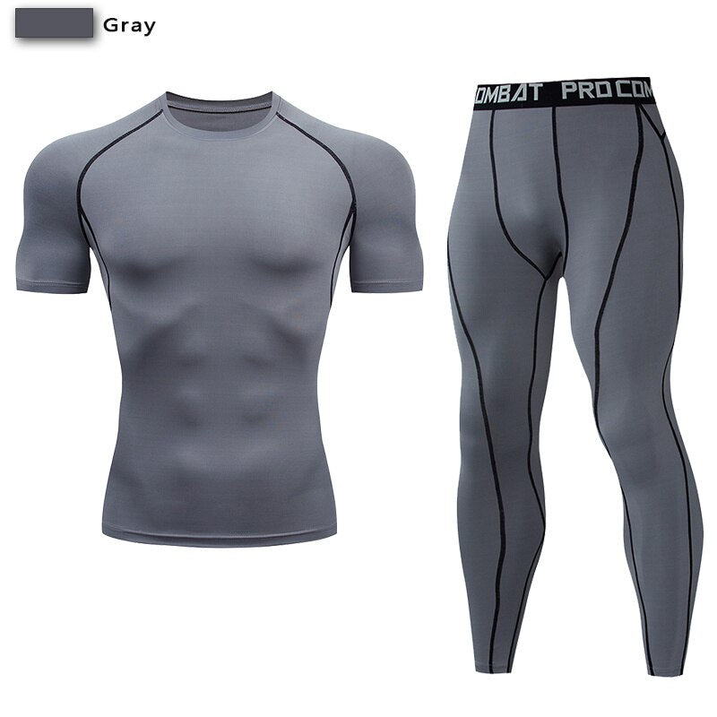 Men's Compression Sportswear Suit GYM Tight Clothes Yoga Sets Workout Jogging MMA Fitness Clothing Tracksuit Pants Sporting