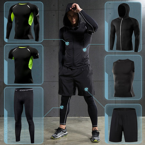 Load image into Gallery viewer, Tight Running Set for Men Fitness Sportswear Jogging Sport Suit Gym Compression Sports Clothing Training Tracksuit Rash guard

