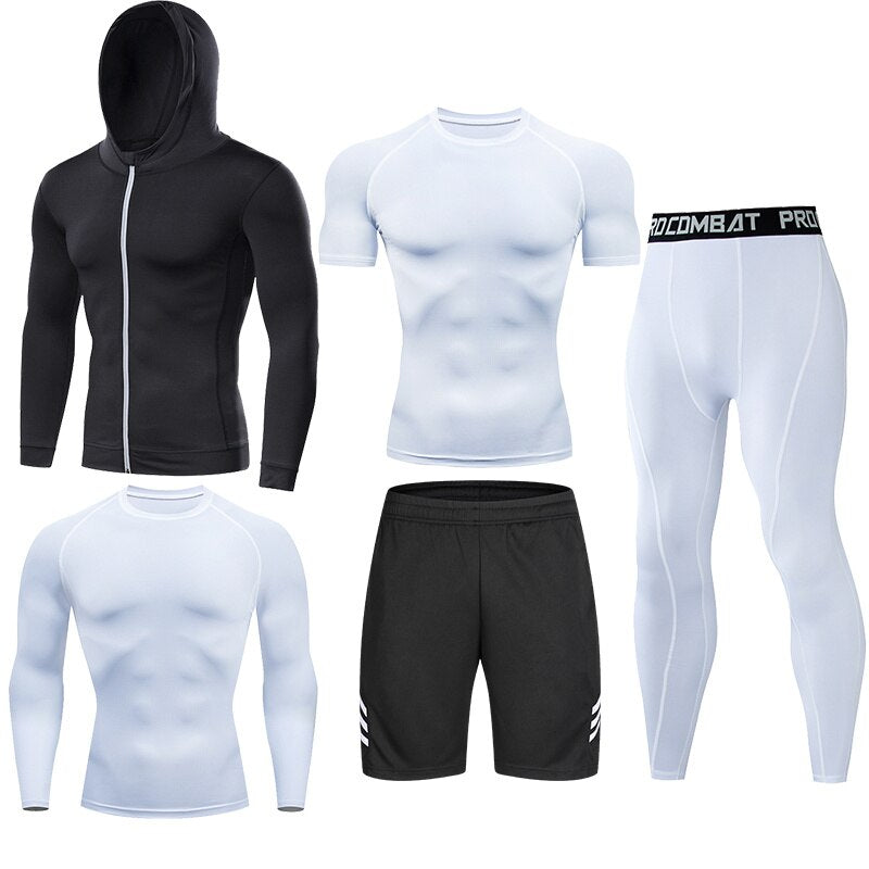 Men Tracksuit Sports Suit Gym Compression Clothing Fitness Running Set Jogging Sportwear Long Sleeves Shirts Sport Suit Rashgard