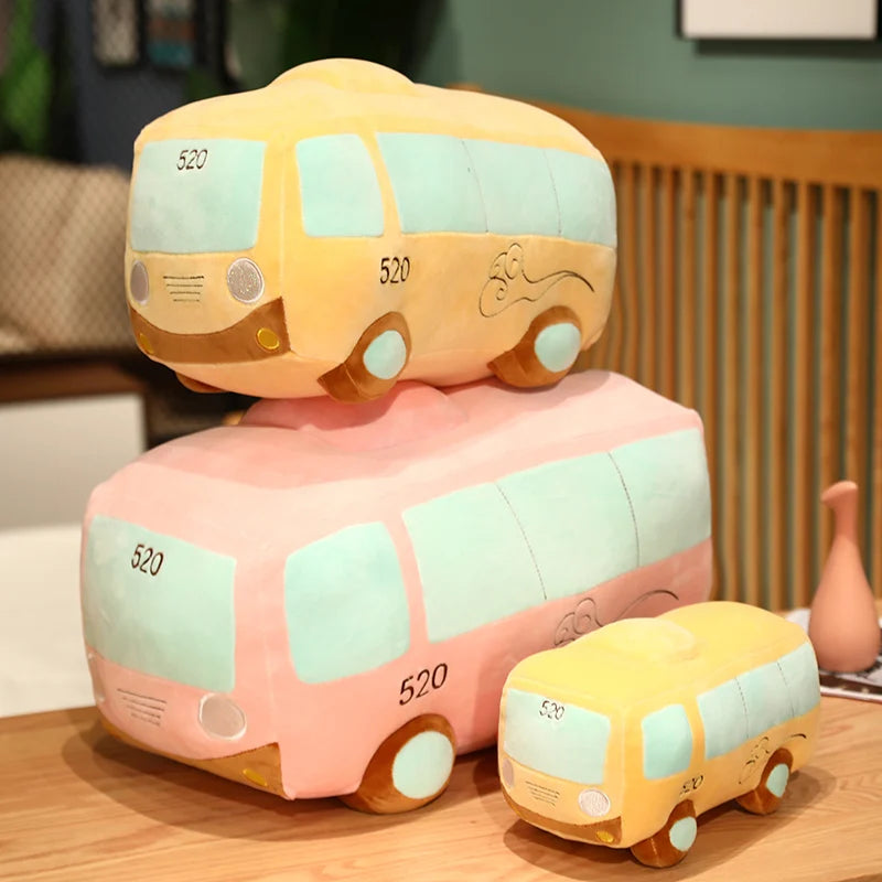 25-60CM Kawaii Bus Car Model Plush Toys Colorful Car Dolls Stuffed Soft Plush Pillow Creative Birthday Gift for Boys Children