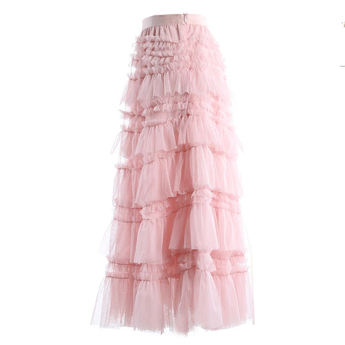 Load image into Gallery viewer, Patchwork Ruffle Black Skirt For Women High Waist Casual Ball Gown Skirts Female Fashion Clothing Spring
