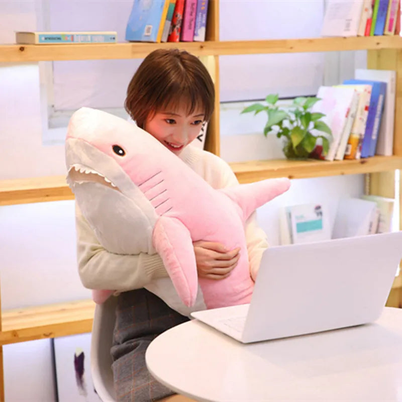 Hot 140cm Giant Shark Plush Toy Soft Stuffed Speelgoed Animal Reading Pillow for Birthday Gifts Cushion Doll Gift For Children