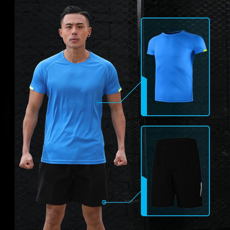 Running T Shirt Sport GYM Tshirt Short Sleeve Football Basketball Tennis Shirt Quick Dry Fitness Sports Set Suits Sportswear