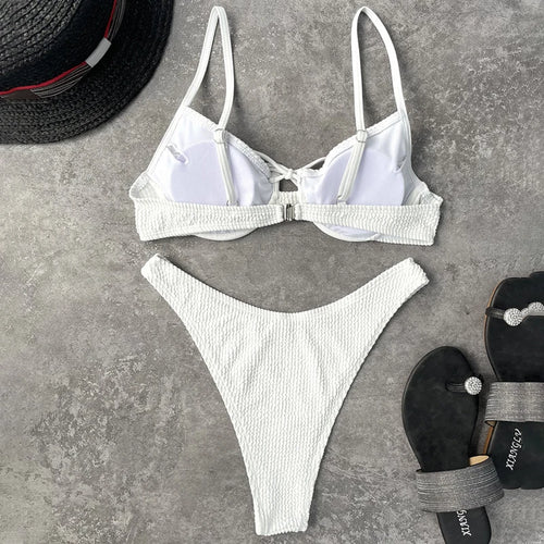 Load image into Gallery viewer, White Bikini 2024 Sexy Bandage Bathing Suit for Women Swimsuit Cut Out Push Up Swimwear High Waist Bikini Set Summer
