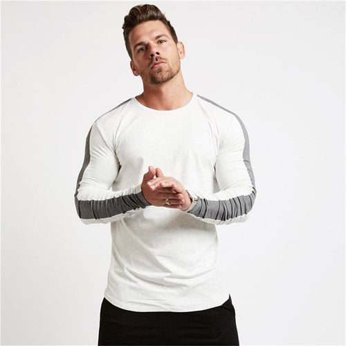 Load image into Gallery viewer, Casual Long Sleeve T-shirt Men Fitness Cotton Shirt Male Gym Workout Skinny Tee Tops Army Green Autumn Running Sport Clothing
