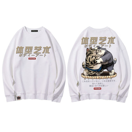 Load image into Gallery viewer, Hoodies, Sweatshirts men&#39;s fashion old man printing men&#39;s long-sleeved casual high street clothing fat cat sumo Hoodies
