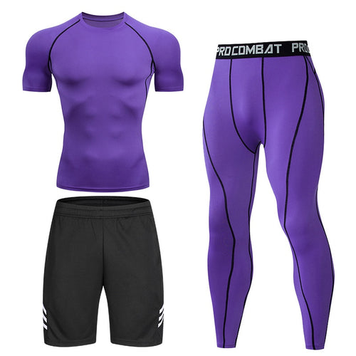 Load image into Gallery viewer, Tight Sportswear Men&#39;s Compression Sport Clothing Suit Gym Leggings Tshirt Rashguard MMA Male Shirts Fitness Sweatshirt Sets
