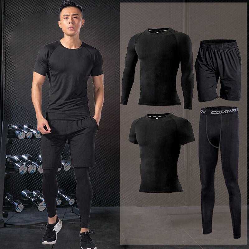 Gym Running Set Men's Tracksuit Jogging Compression Sportswear for Male Fitness Sports Clothing Tight Activewear Suits Hoodies