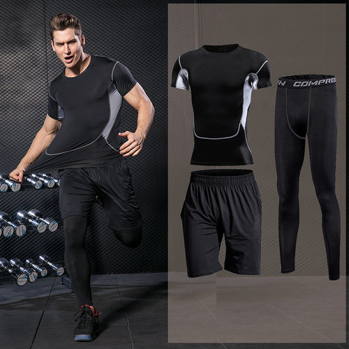 Load image into Gallery viewer, Men&#39;s Gym Training Fitness Sportswear Athletic Physical Workout Sweatpants Suit Running Jogging Sport Clothing Tracksuit Dry Fit
