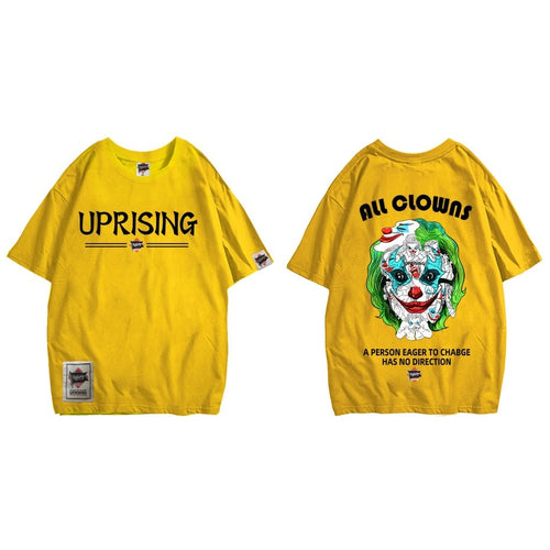 Load image into Gallery viewer, T Shirt Tops Fashion Classic All Hip Hop Print Short O-neck Fun and Games Unique Uprising Not Scary Slavering Fanged Clown T- -
