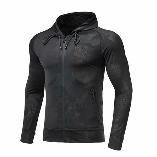 Load image into Gallery viewer, Hooded Sport Jacket Men Fitness Jersey Tight Top Outdoor Soccer Gym Hoodie Windbreaker Plus Velvet Running Jogging Coat
