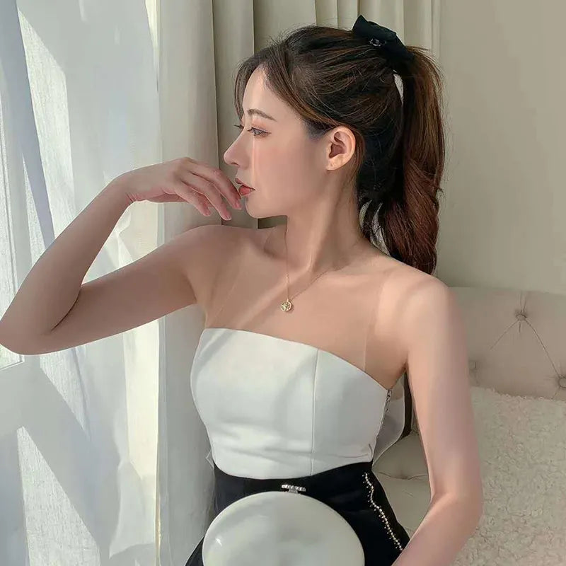Sexy Patchwork Mesh Bowknot Shirt For Women O Neck Sleeveless Backless Perspective Blouse Female Summer