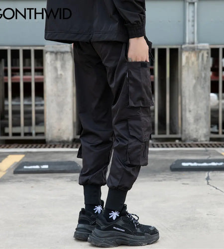 Pants Streetwear Hip Hop Multi-Pockets Casual Cargo Harem Joggers Pants Mens Fashion Loose Baggy Punk Military Trousers