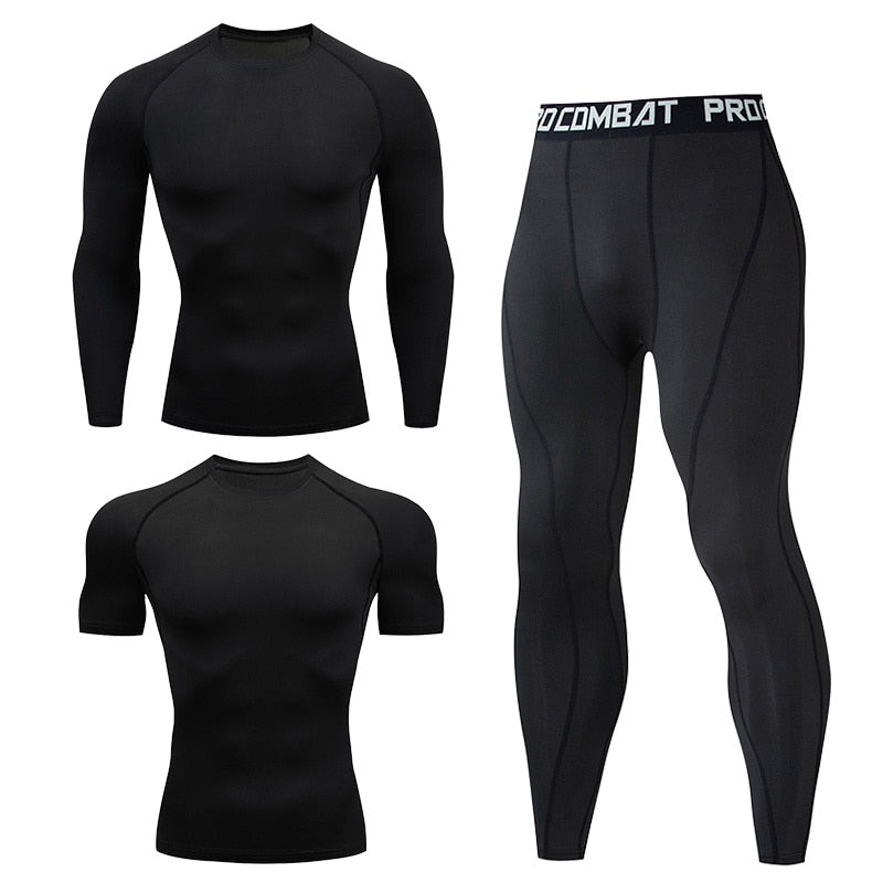 Men Tracksuit Sports Suit Gym Compression Clothing Fitness Running Set Jogging Sportwear Long Sleeves Shirts Sport Suit Rashgard
