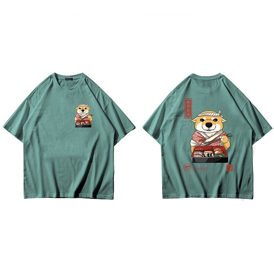 Japanese hip hop tee shirt classic street hip-hop one-time food dog sushi tshirt tide brand short-sleeved T-shirt top