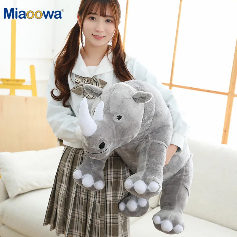 40/60/80cm Giant Plush Rhinoceros Toys Lifelike Stuffed Animal Pillow Zoo Dolls Baby Cushion Kids Appease Toy Girl Birthday Gift