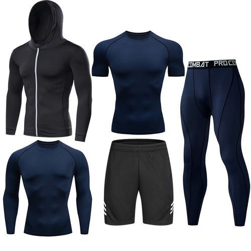 Load image into Gallery viewer, Men&#39;s Compression Running Set Football Basketball Cycling Fitness Sport Wear Kits Teenager Tight Breathable Tracksuits Jersey
