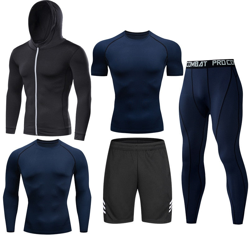 Men's Compression Running Set Football Basketball Cycling Fitness Sport Wear Kits Teenager Tight Breathable Tracksuits Jersey