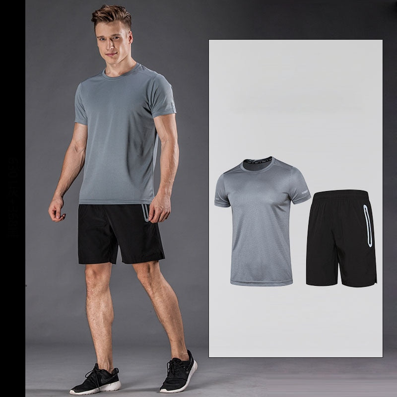 Running T Shirt Sport GYM Tshirt Short Sleeve Football Basketball Tennis Shirt Quick Dry Fitness Sports Set Suits Sportswear