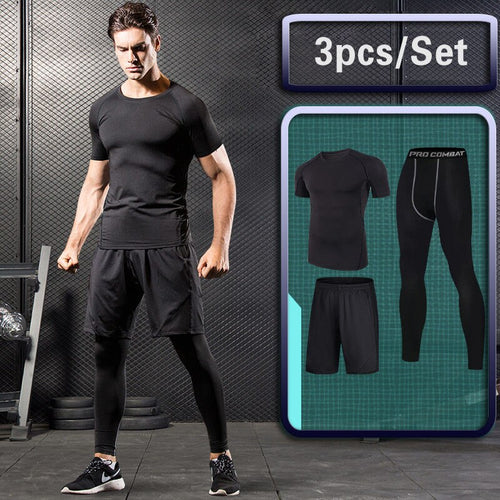 Load image into Gallery viewer, Men&#39;s Tracksuit Sport Suit Gym Fitness Compression Sports Clothing Outdoor Running Set Training Jogging Tight Sportwear Dry Fit
