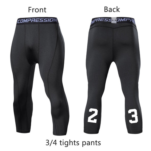 Load image into Gallery viewer, Men&#39;s Running Sport Tights Pants Basketball Cropped Compression Leggings Gym Fitness Sportswear for Male Athletic Trousers
