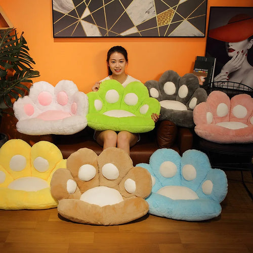 Load image into Gallery viewer, 1pc 2 Sizes Soft Paw Pillow Animal Seat Cushion Stuffed Plush Sofa Indoor Floor Home Chair Decor Winter Children Girls Gift
