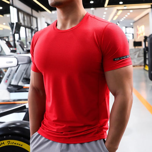 Load image into Gallery viewer, Men&#39;s Casual Sportswear Youth Fitness Sports Clothes Gym Running T-Shirt Outdoor Jogging Tops Thin Breathable Elasticity Dry Fit
