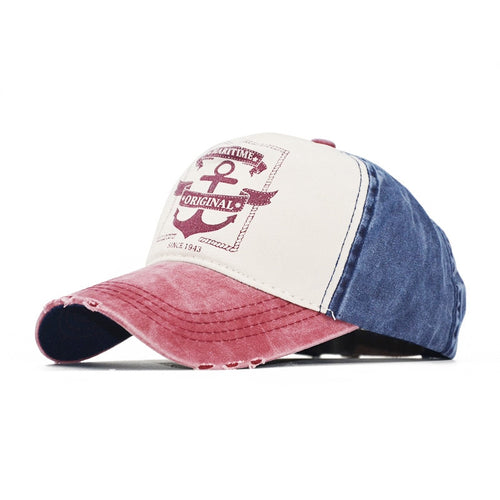 Load image into Gallery viewer, Patchwork Baseball Cap Women Summer Denim Hats Men Spring Printed Baseball Hats Cotton Outdoor Vintage Hole Visor Casual Cap
