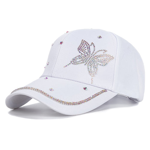 Load image into Gallery viewer, Fashion Women&#39;s Hat Butterfly Star Diamond Baseball Cap Female Outdoor Adjustable Streetwear Cap
